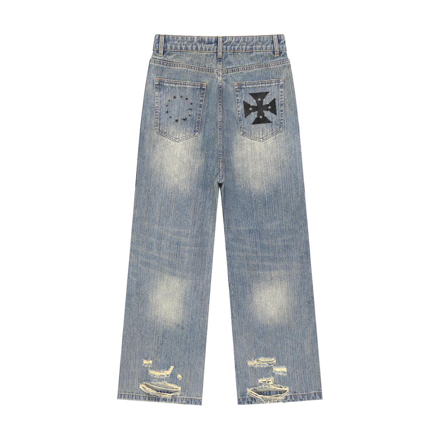 Vintage Wash Distressed Baggy Jeans