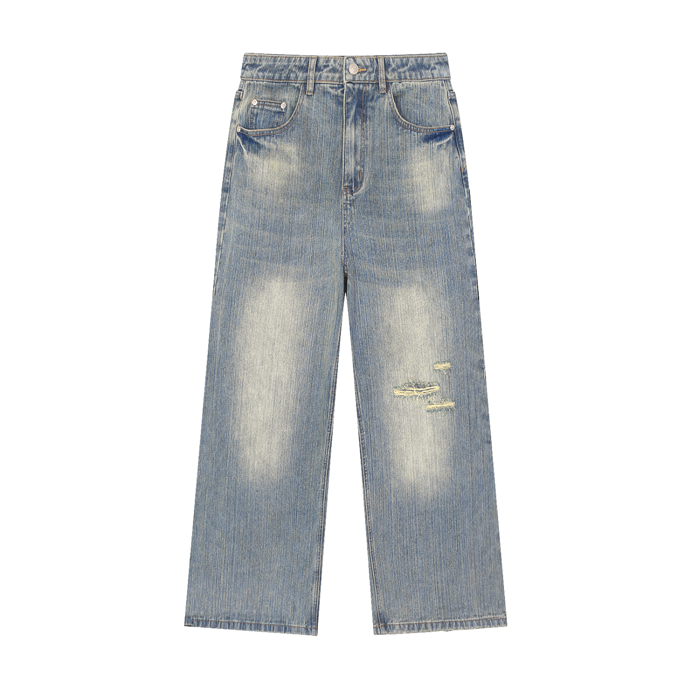 Vintage Wash Distressed Baggy Jeans
